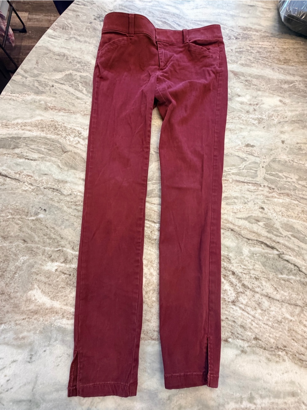 LOFT Marisa Burgundy Stretch Skinny Ankle Pants Size 0